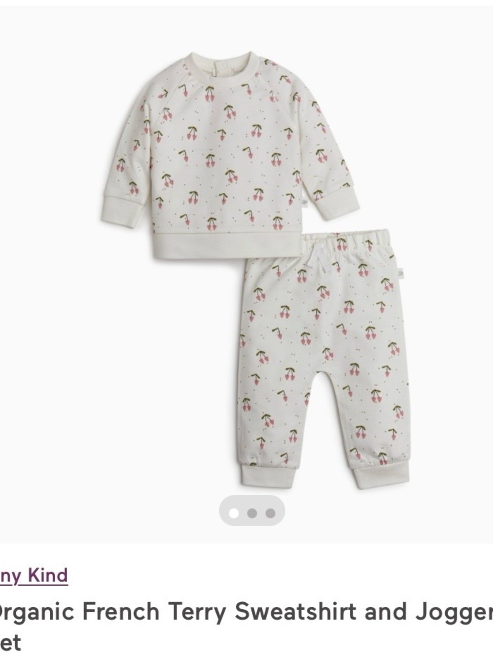 Organic Cotton Baby SetOff-White with Pink Cherry Print